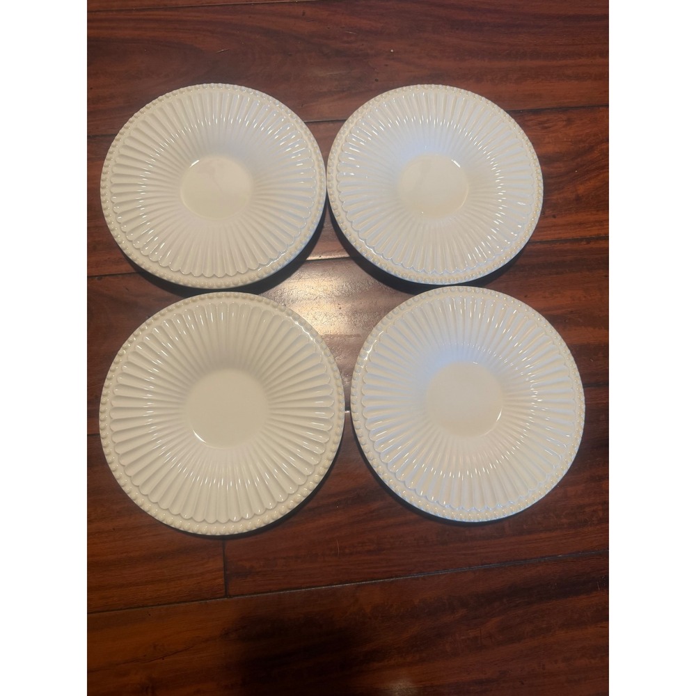 Lenox Butler's Pantry Saucers Set of 4 Cream Fluted Beaded Rim 7.25"